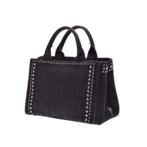 Prada Bag Canapa Black Tote Denim Strap